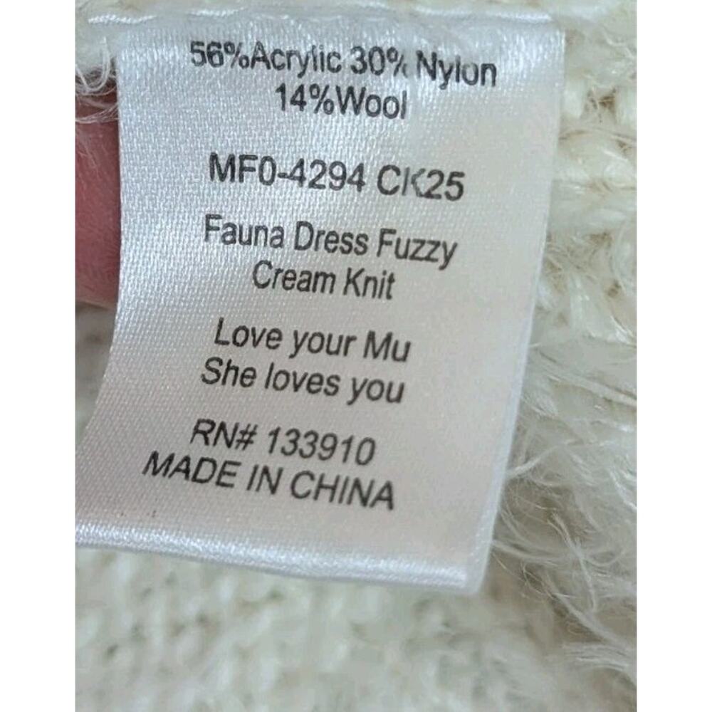 Show Me Your Mumu Sleeveless Fauna Sweater Dress Fuzzy Cream Knit Size Medium - Picture 12 of 13